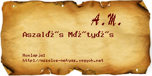 Aszalós Mátyás névjegykártya