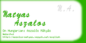matyas aszalos business card